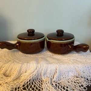 Set of Rodak 912 Brown Drip Glaze Mini Pots